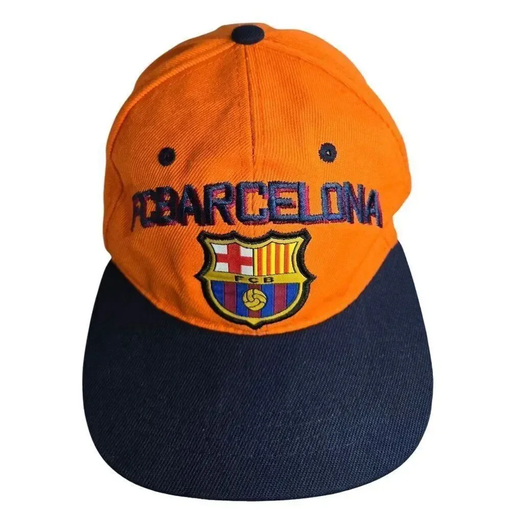 FC Barcelona Orange & Navy Baseball Cap With Embroidered Logo One Size Fits All